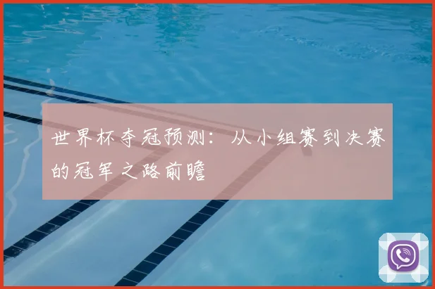 世界杯夺冠预测：从小组赛到决赛的冠军之路前瞻